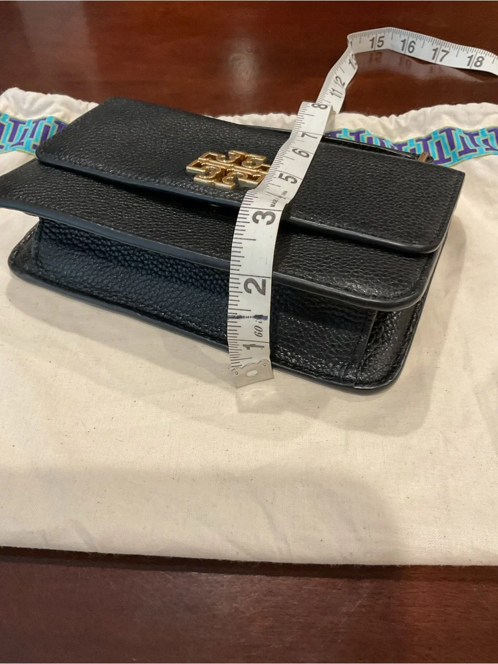 Tory Burch Black Pebbled Leather Top-Handle Shoulder Bag with Gold Logo